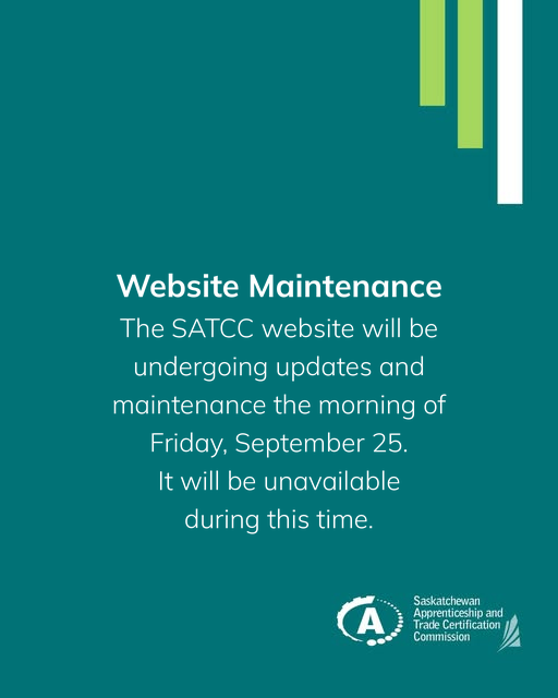 Website Maintenance: The SATCC website will be undergoing updates and maintenance the morning of Friday, September 25. It will be unavailable during this time.